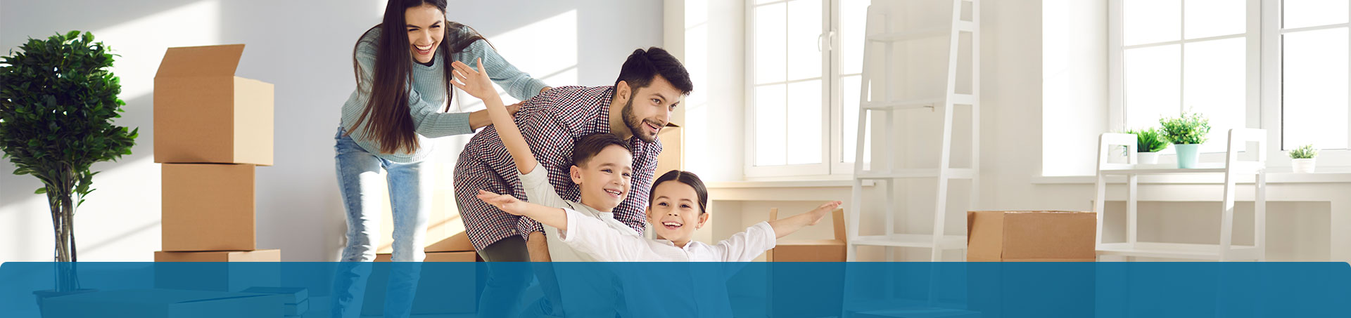 Family enjoying their first day in a new house